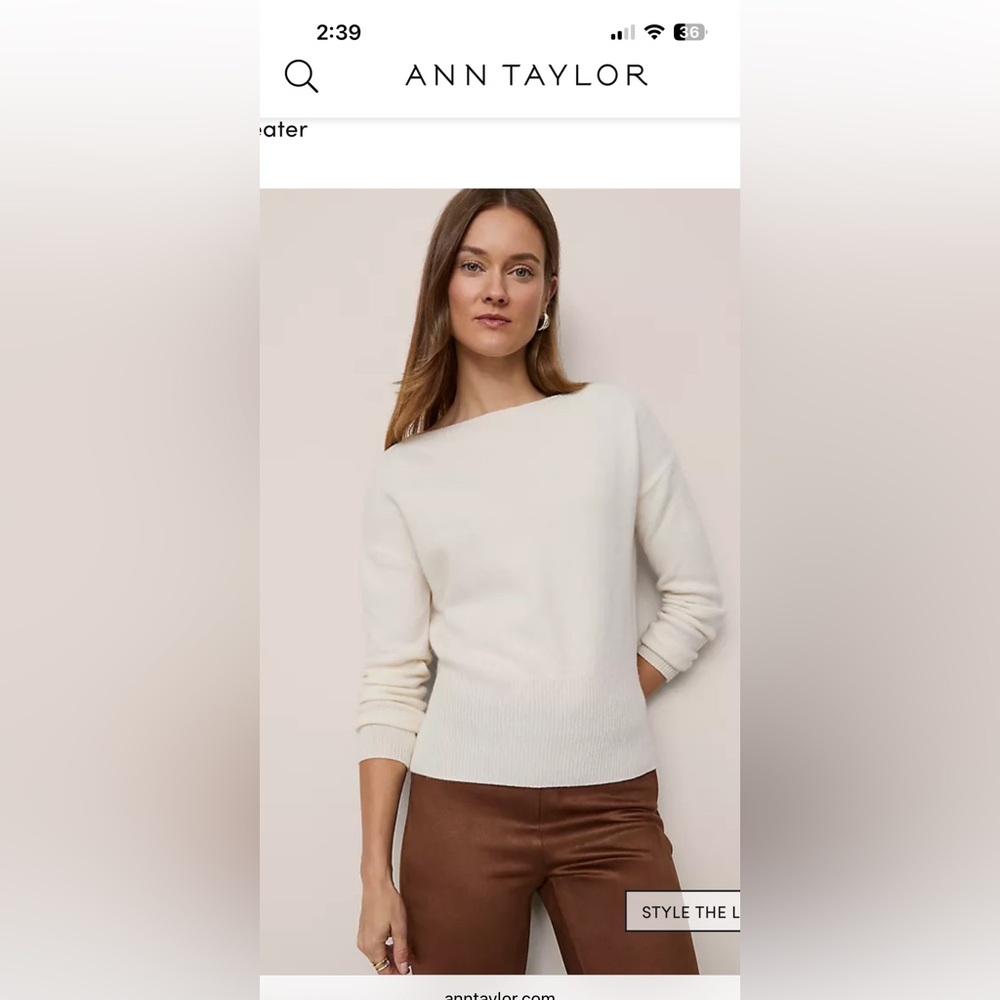 NWT Ann Taylor Soft Cream  Cashmere Women's Sweater